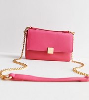 New Look Bright Pink Leather-Look Top Handle Cross Body Bag